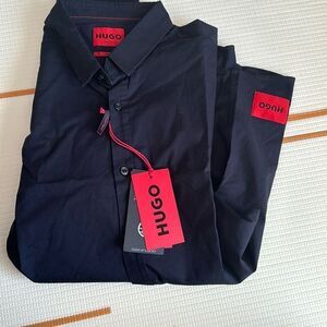 Hugo Boss Black Cotton Extra Slim Fit Dress Shirt  ( Stretch )